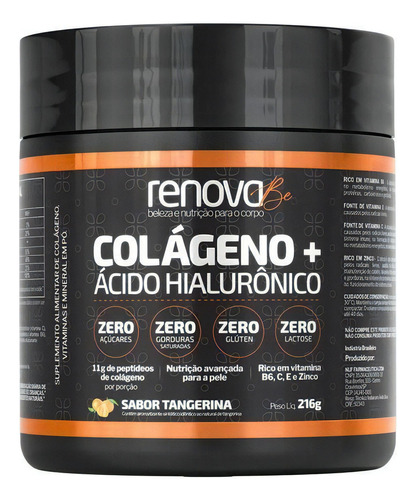 Colágeno + Ácido Hialurônico Renova Be 216g - Tangerina