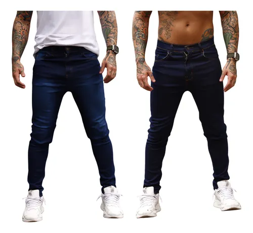 Kit 2 Calça Jeans Masculina Preta Azul Direto Fabrica Slim