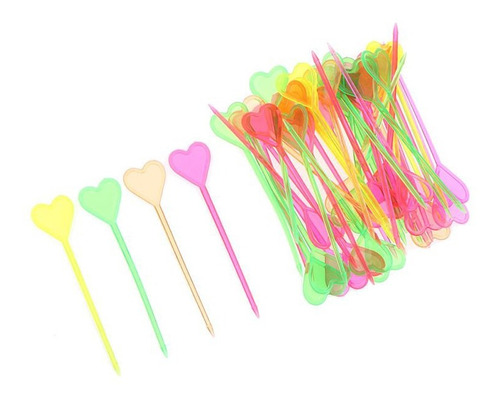 30 Palillos Neon Coctel Bebidas Frutas Decoracion Fiesta Fig