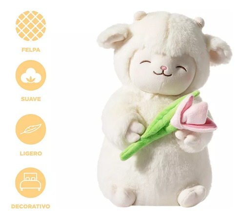 Y2 Minicordero Relleno Felpa Blanco 19 X 27 Cm Con Tulipá