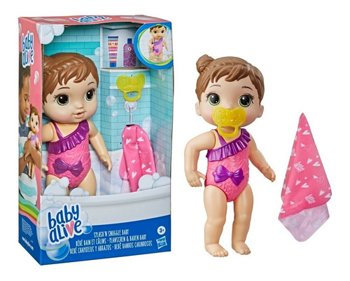 Imagen 5 de 5 de Baby Alive Bebé Chapoteos Y Abrazos Muñeca Castaña