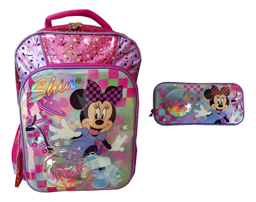 Kit Mochila Minnie Mouse Y Lapicera Ruz Disney Primaria