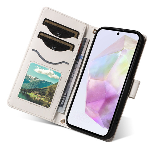 Funda Protectora Tipo Cartera De Piel Sintética Para Xiaomi Poco Series Con Ranura Para Tarjetas, Correa Para El Hombro, Pulsera, Etc., Color Blanco