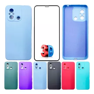 Kit Película + Capa Silicone Veludo Compatível Redmi 12c