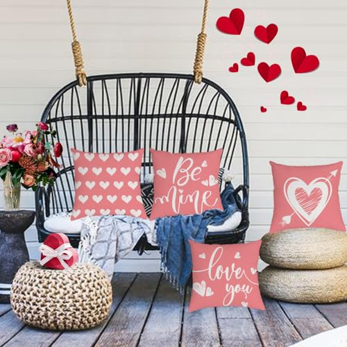 Juego De 4 Fundas De Almohada De 56 X 56 Cm, Diseño Corazón