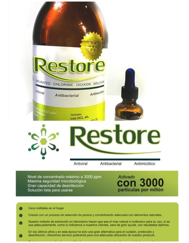 Restore 2 Botellas 500 Ml 3000 Ppm