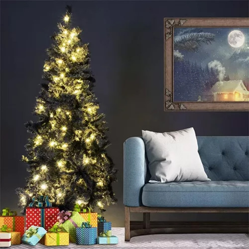 Arbol Navidad Artificial Nevado 1.8m De Pvc Pino Blanco