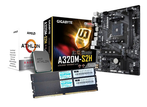 Kit Processador Athlon 3000g Gigabyte Ga-a320m-s2h 2x4gb