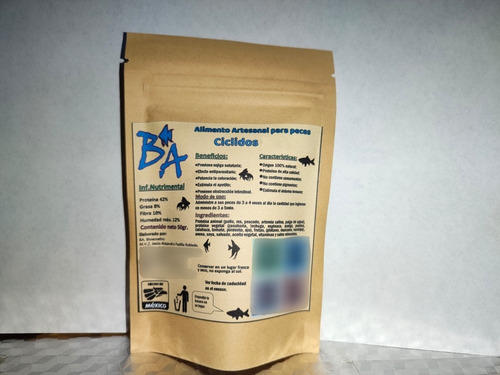 Alimento Ba Bioacuatixz Para Peces Ciclidos 50g.