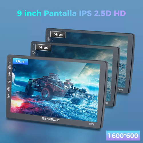 Gearelec Autoestéreos Pantalla 4gb 64gb Carplay 2 Din 9 Pulgadas Android Auto Wifi Bluetooth Fm Gps Con Cámara Trasera Soporte Subwoofer