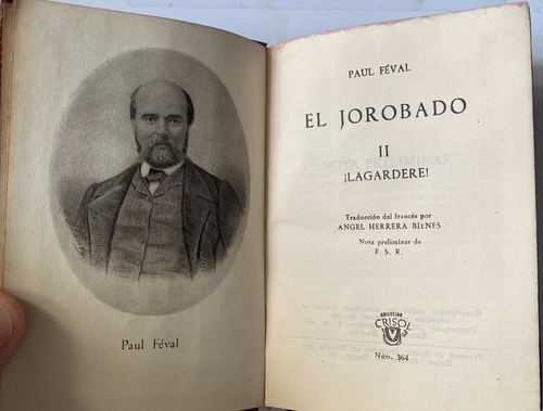 Paul Féval / El Jorobado Ii Lagardere / Aguilar / Crisol  B2