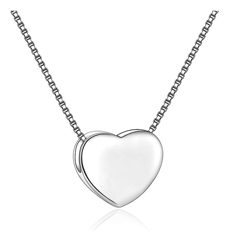 Imagen 1 de 5 de Collar Colgante Corazón Enchapado Plata 925