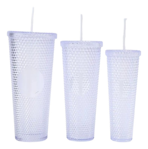 Set De Vasos 3 En 1 Texturizado Plástico Acrílico Mm-6700 Color Transparente