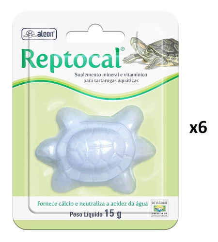 Reptocal Suplemento Mineral P/ Tartarugas Aquáticas 15g X6