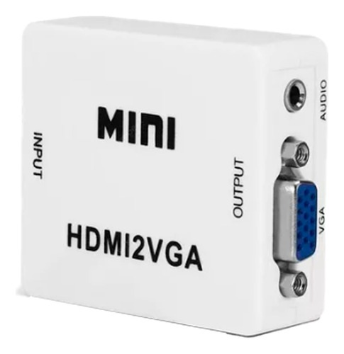 Adaptador Vga A Hdmi Activo (audio+video) 1080p + Usb Blanco