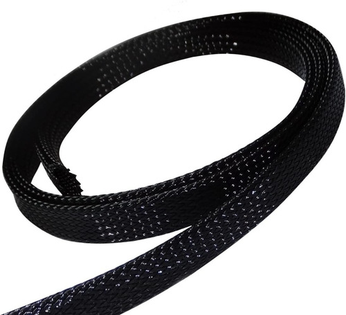 Malla Cubre Cable Piel De Serpiente Negro 8mm X 10 Mts