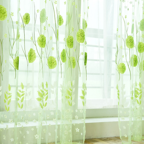 & Y Leaves Sheer Curtain Window Voile Drape Valance 1 Pan