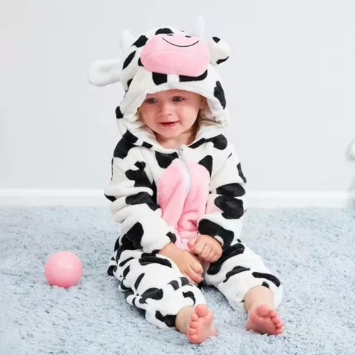 Pijama Mono Capucha Mameluco Bebé Patrón Vacas Cosplay Niña
