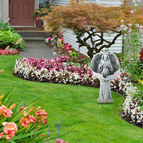 Estatua De Resina Ángel Guardián Para Jardín 54 Cm