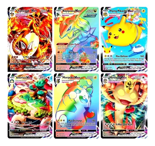 Carta Pokemon Pikachu V + 30 Cartas Vmax V Aliados Gx Shiny