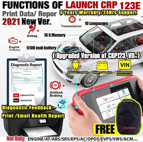Imagen 8 de 8 de Escaner Automotriz Launch Creader Crp123e Motor Caja Abs G2