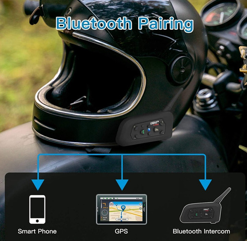 Imagen 6 de 10 de Intercomunicador V6 Pro Ejeas Casco Bt Moto No Scala Cardo