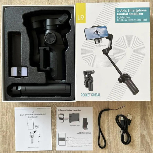 Estabilizador Gimbal L9 Con Seguimiento Inteligente Ai Color Negro