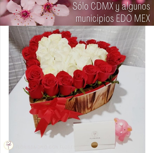 Rosas Rojas Y Blancas Arreglo Floral Natural Mi Corazon | MercadoLibre