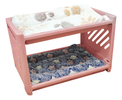 Cama Para Hámster Con Esterilla Refugio Cálido Rosado