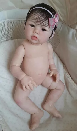 Bebê Reborn Ana, Silicone, Boneca Realista Banho Fio A Fio