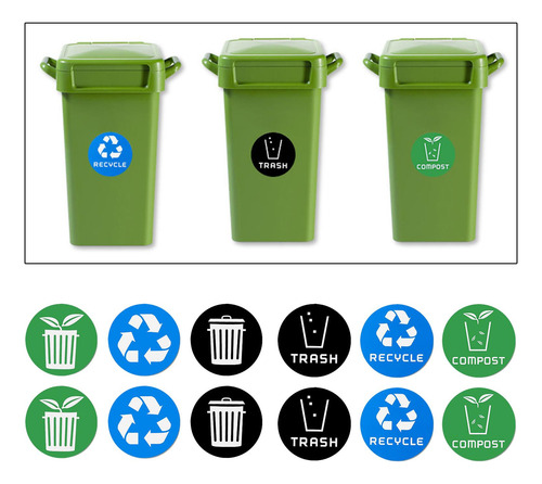 12 Uds. Pegatinas De Cubo De Basura, Pegatinas De
