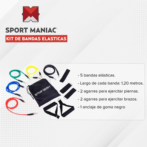 Kit 5 Bandas Elásticas De Resistencia Entrenamiento Fitness