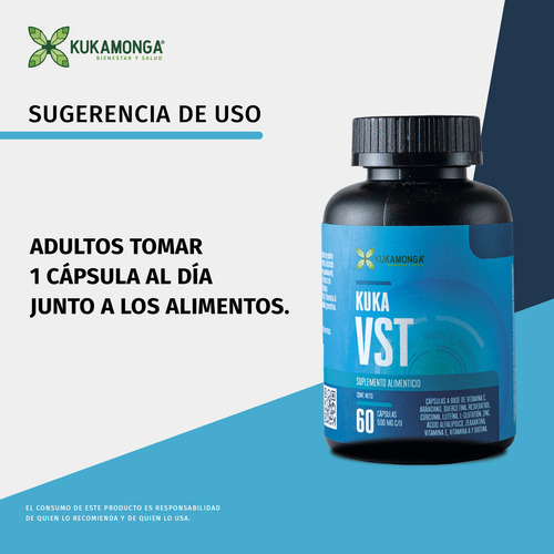 Protección y Visión Clara Kuka VST 60 Cápsulas Favorece la Salud Ocular Reduce la Fatiga Visual y Protege contra la Luz Azul Ideal para el Cuidado de los Ojos Sabor Neutro