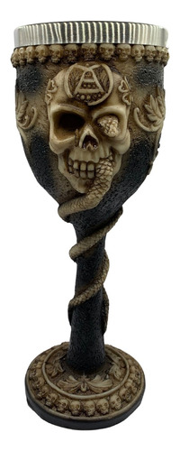Cálice Taça Copo 3d Caveira Skull Crânio Cobra Resina Relevo