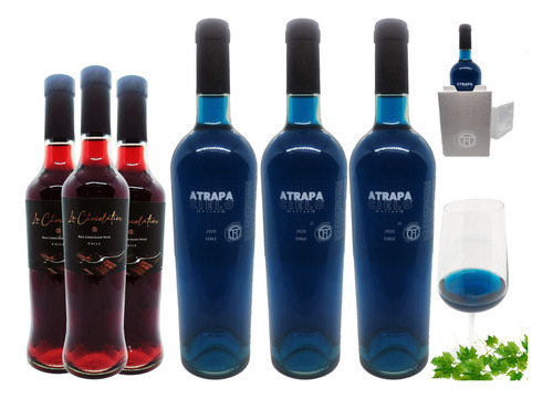 Pack 3 Vino Azul 750ml + 3 Vino De Chocolate 750ml + 6 Cajas