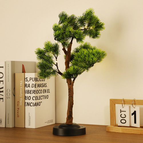 Lámpara Mesa Árbol Bonsái Artificial Decorativa Con Luz Usb
