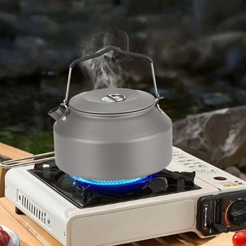 Tetera De Aluminio Portátil Para Aventuras Al Aire Gris
