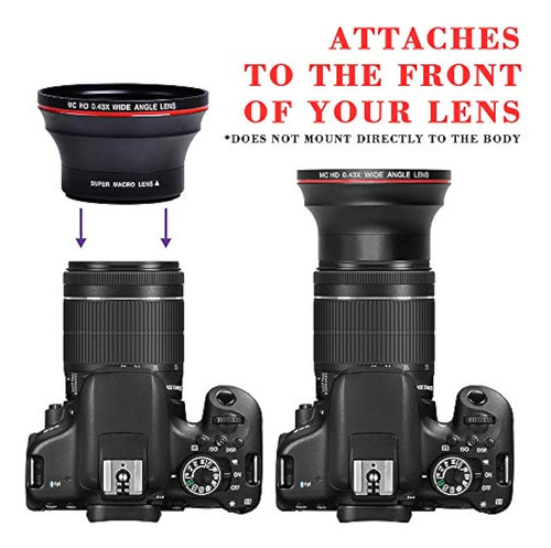 Lente Gran Angular Tectra Hd Profesional De 55 Mm Y 0.43x