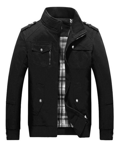 A Chaqueta Informal De Algodón Con Cremallera Y Cuello Alto