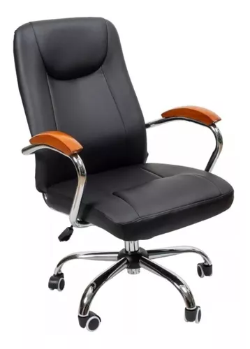 Silla Sillon Oficina Ejecutivo Escritorio Gerencial Pc Cuota Color Negro  Material del tapizado Cuero sintético