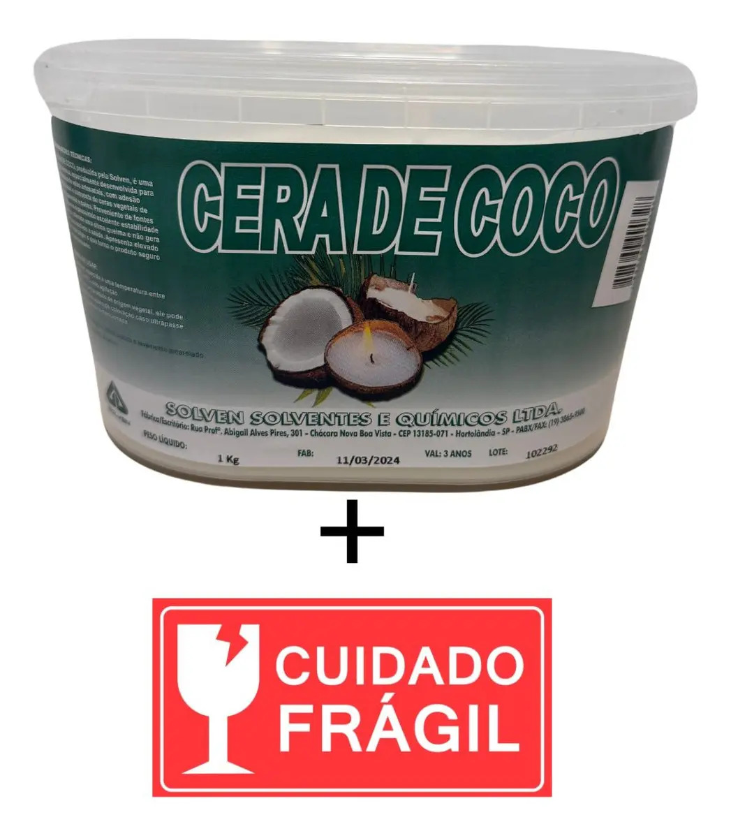 Cera Vegetal de Coco Solven 1kg Uso para Velas Artesanais e Aromáticas