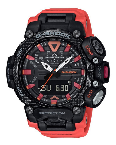 Reloj Casio Gshock Gr-b200 Bluetooth Relojesymas Color de la correa Rojo Color del bisel Negro Color del fondo Negro