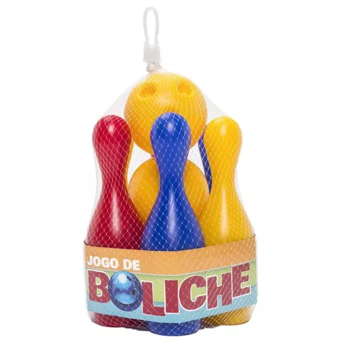 Jogo De Boliche Infantil C/ 2 Bolas 16cm + Trave De Futebol