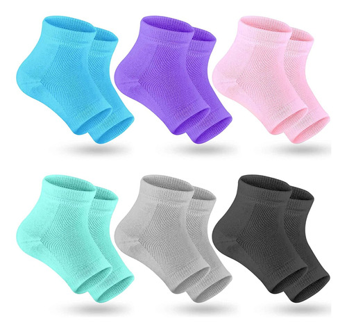 6 Pairs Heel Moisturizing Socks Open Toe Socks Cracked Gel