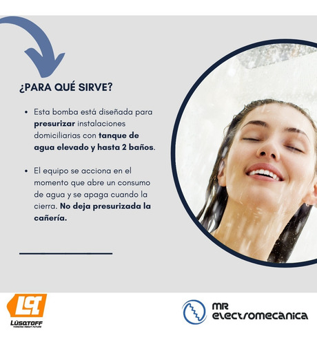 Imagen 2 de 10 de Bomba Presurizadora + Soporte Calefón Lusqtoff 2 Baños + Cocina + Lavadero. Ideal Termotanque O Calefón. Lps