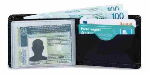 Imagem 4 de 4 de Mini Carteira Slim Artlux Couro Notas Doc E Cartão 006 Preta