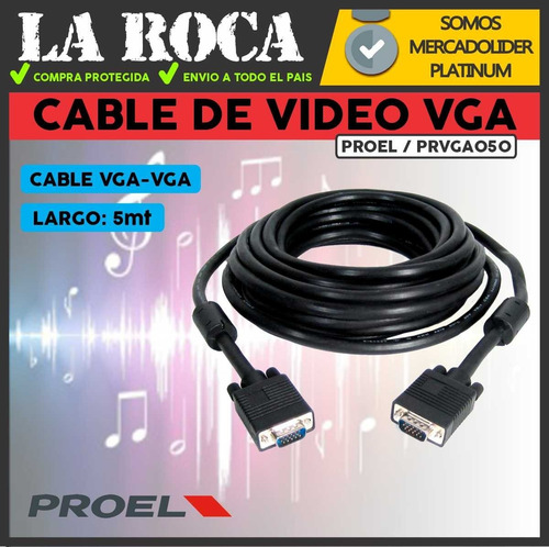 Imagen 3 de 10 de Cable Vga Monitor Proyector Doble Filtro 5 Metros Envio