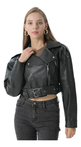 Campera Oreiro Love Biker Simil Cuero Entallada C/ Bolsillos