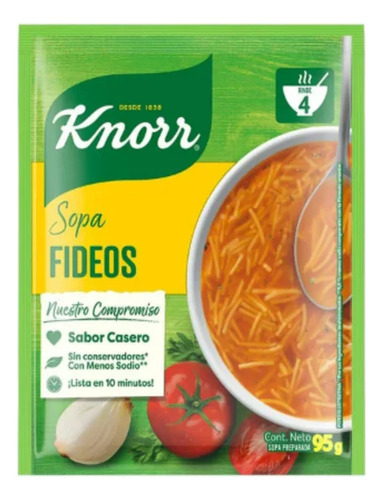 Pack 3 Sopa De Fideo Deshidratada Knorr 95 Gr C/u
