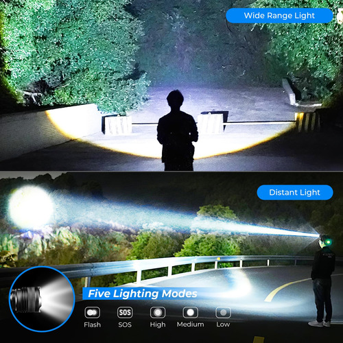 Linterna Frontal Led Recargable 100000 Lúmenes Impermeable Color De La Luz Color De La Linterna
